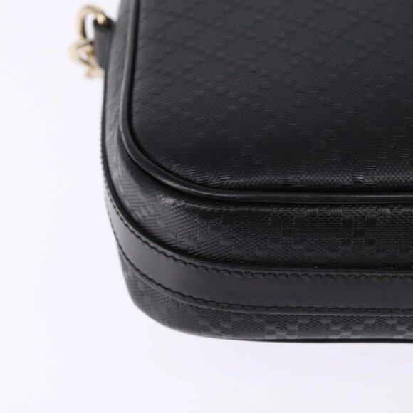 GUCCI Diamante Hand Bag Leather 2way Black Gold 344357 Auth 135065 - Picture 5 of 16